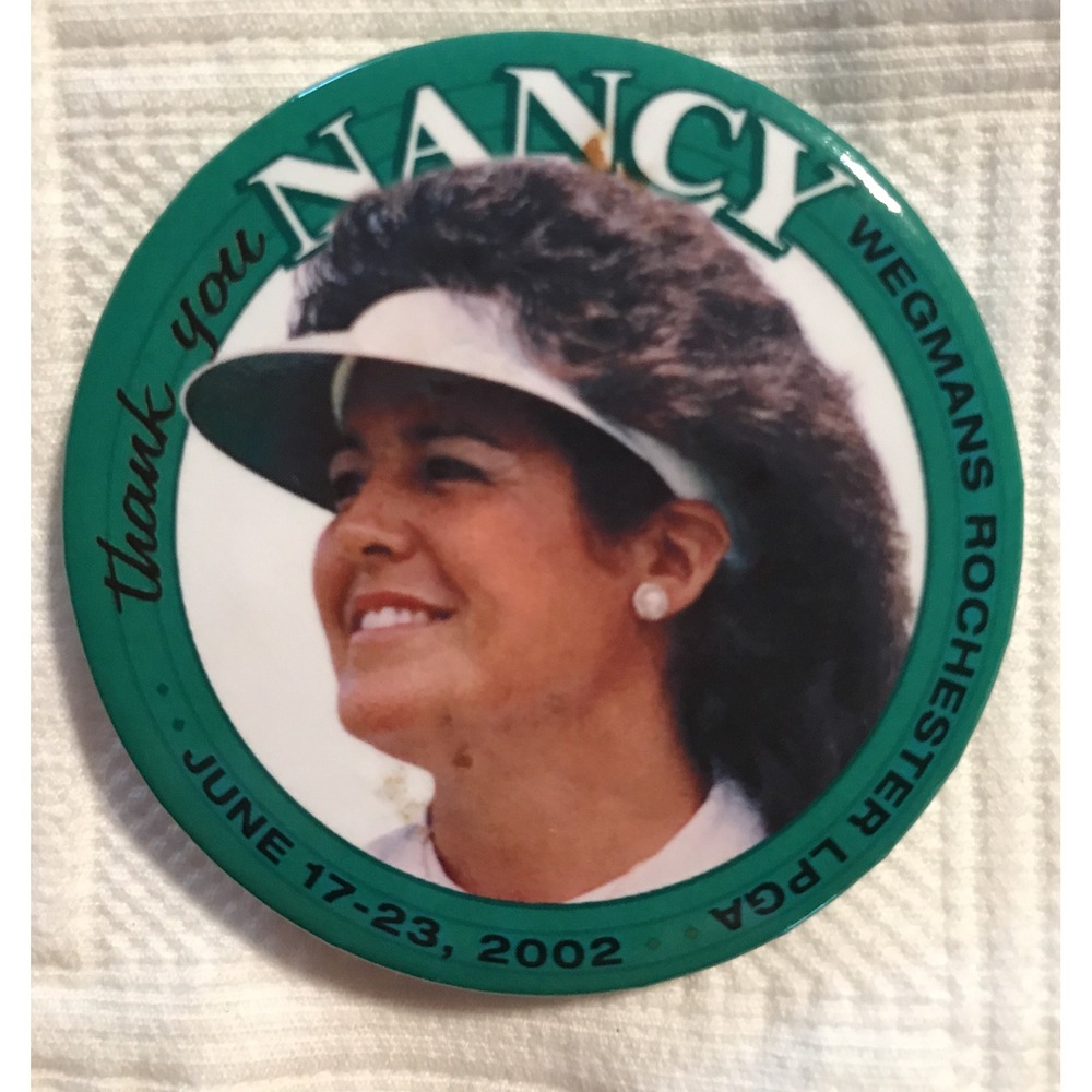 Collectible Pinback Button 2.25" Nancy 2002 Rochester Wegmans LPGA